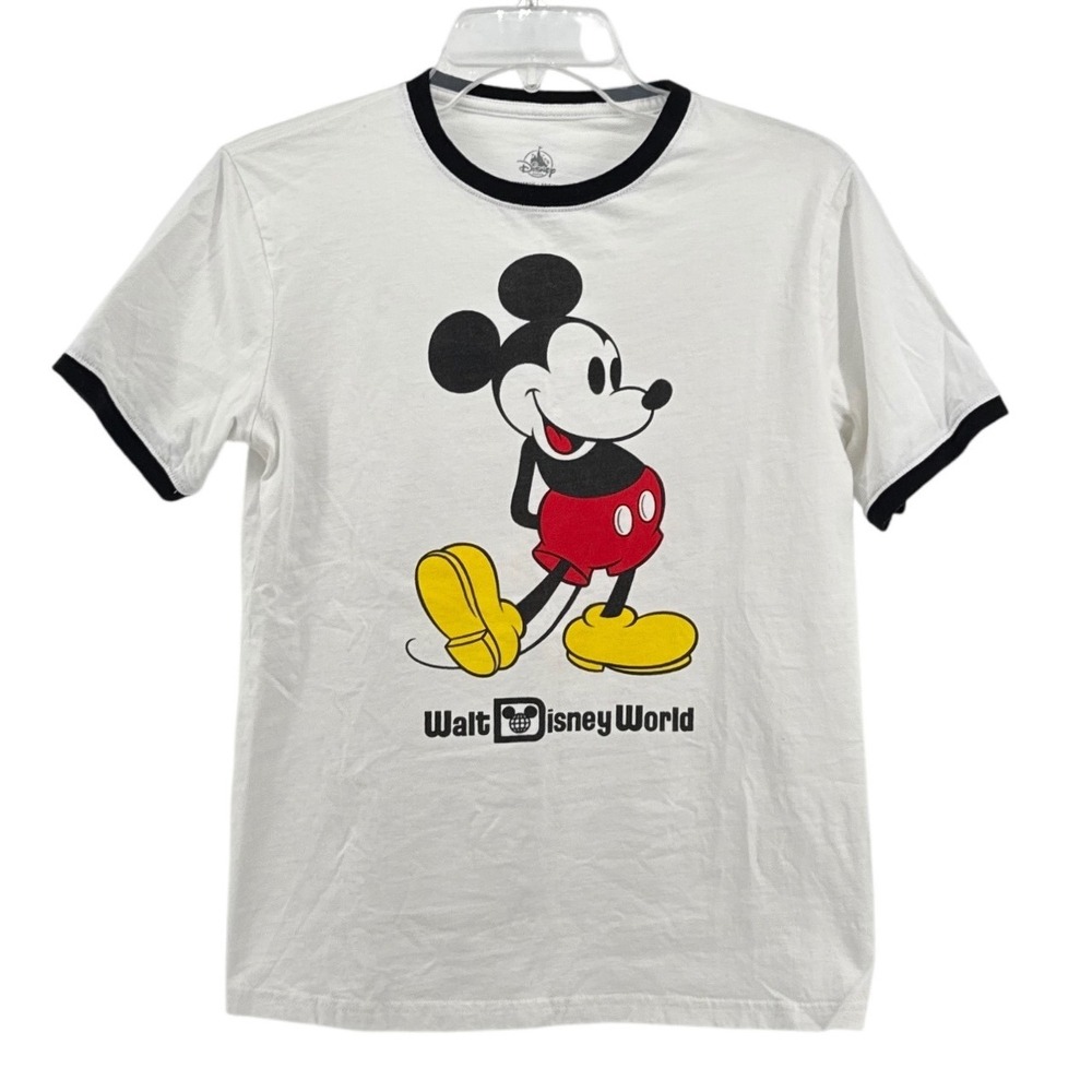 Disney Parks Mickey Mouse Walt Disney World White‎ Ringer T-Shirt XL Theme Park
